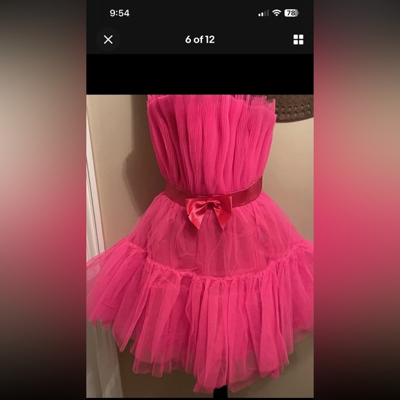 Pink Barbie bright electric tulle tutu strapless neon mini dress - Picture 13 of 13